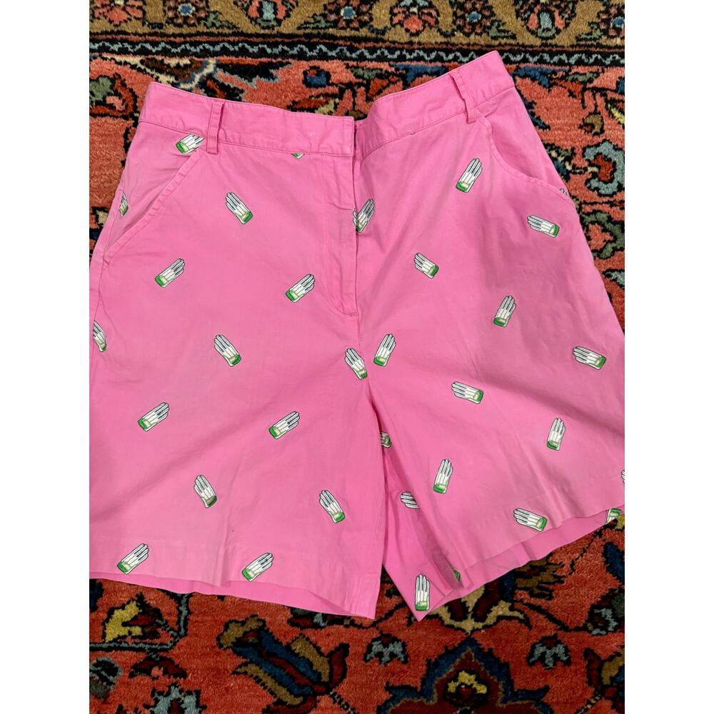 Vintage Lilly Pulitzer Golf Shorts Women's 8 Pink  Green Bermuda Embroidery High